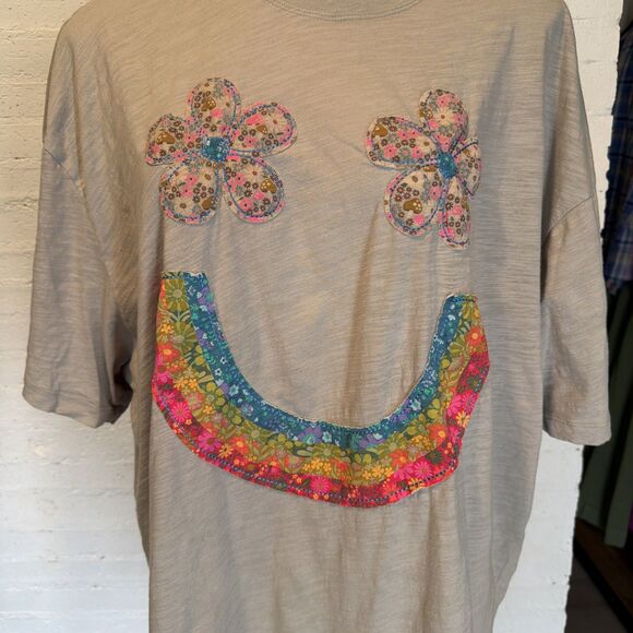 Boho Earthy Natural Life Oversized Cotton Appliqué Tee Bay Sunshine OS - Picture 3 of 5